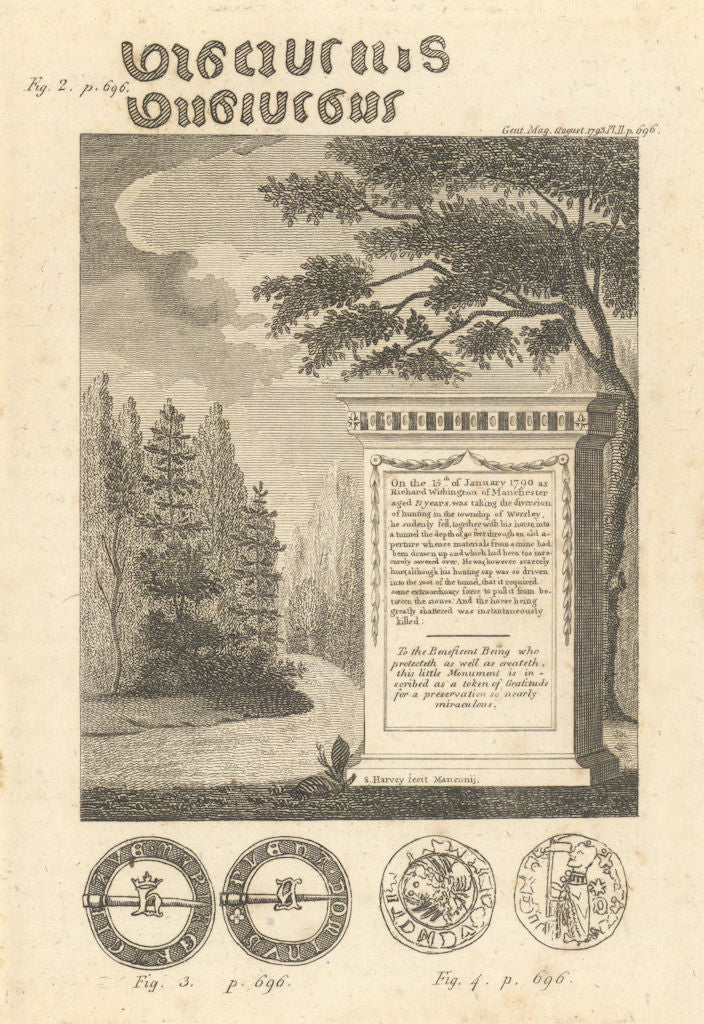 Plaque to Richard Withington, who fell into a pit at Worsley, in Lancashire 1793